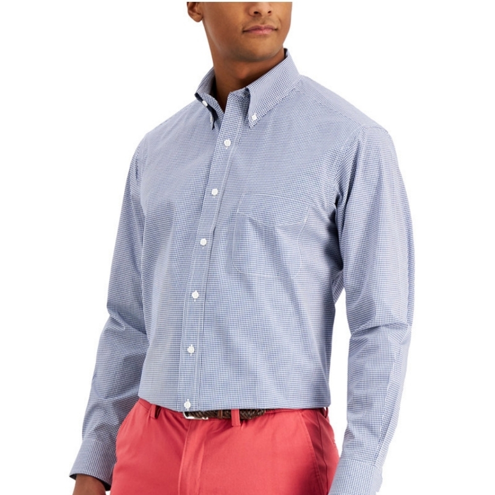 Club Room Blue and White Gingham Shirt